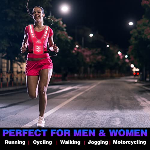 GoxRunx Reflective Running Vest Gear with Reflective Bands for Women Men Safety Reflective Vest for Walking Running Cycling at Night - color: Pink