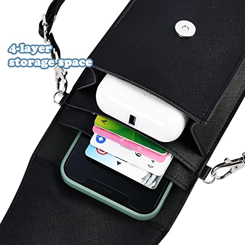 PU Leather Small Phone Bag with Transparent Window for Touchable Screen, 6.7" Without Phone case Compatibility, Magnetic Closure & Waterproof - Crossbody Wallet Case with Shoulder Strap