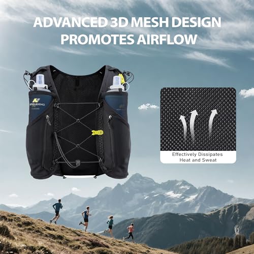 N NEVO RHINO 12L Trail Running Hydration Vest with 2 TPU 500ml Soft Flasks - color: White, size: Medium