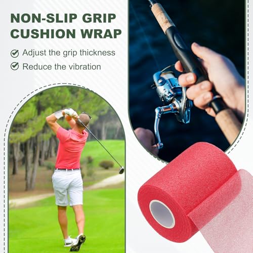Pre Wrap Tape, Non-Slip Grip Cushion Wrap Prewrap Athletic Tape Fitting for (Tennis- Badminton - Pickleball - Sports) - color: Rose Red
