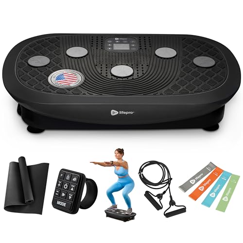 Lifepro Rumblex 4D Vibration Plate Exercise Machine with 7 Training Modes - color: Black, size: Plus