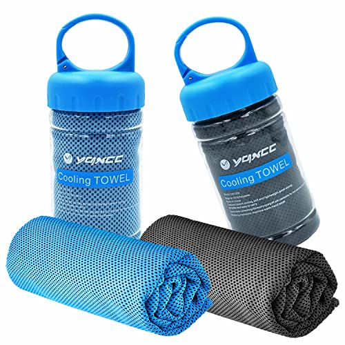 YQXCC 2 Pack Cooling Towels (47"x12"), Ice Cool Towel for Neck & Face - color: Light Blue+dark Gray
