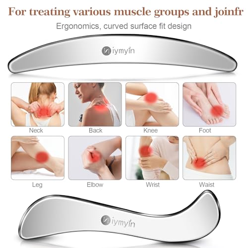 6-in-1 304 Stainless Steel Muscle & Fascia Scraper Tool Set, for Body Skin Massage and Sore Muscles, Myofascial, Iastm Tools, Soft Tissue Mobilization Tools, Full Body Gua Sha Kit, Gift-for Her