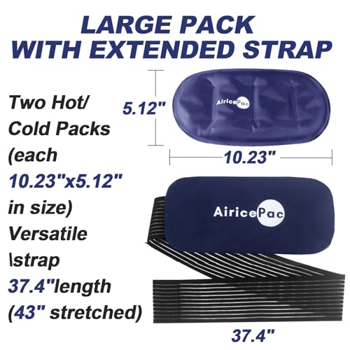 AiricePac Ice Packs for Injuries Reusable (3-Piece Set) Hot Cold Gel Wraps for Joint Pain, Muscle Soreness, Adjustable & Flexible for Back, Knees, Shoulders, Arms and Legs - size: M, style: M