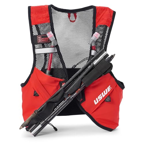 USWE Pace - Running Vest Hydration Pack with 2 x 500ml UltraFlask, Backpack for Men and Women - style: 2L, Red, Large