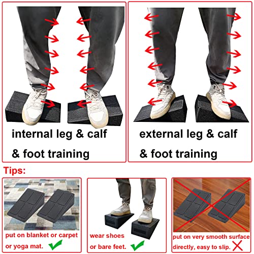 Squat Wedge Block Adjustable Slant Board, Heavy Duty 3pcs Foam Foot Ankle Knee Stretcher Leg Extender, Incline Platform Ramp For Heel Elevated Exercise and Calf Raise