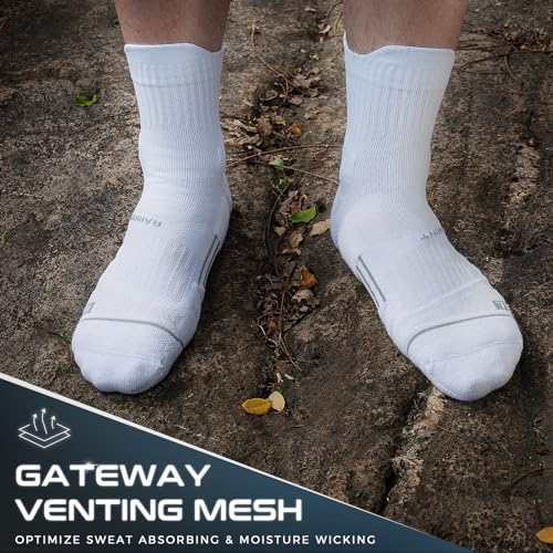 Rahhint CoolMax Quarter Compression Running Socks for Men Women, Wicking Cushion Athletic Hiking Socks 3 Pairs - color: White, size: 6-9