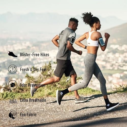 BRISIRA Coolmax Bamboo Viscose Compression Running Socks Crew Mid Calf - color: 3 Pairs Black 3 Pairs White, size: 9-13