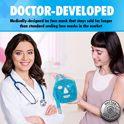 Perfect Remedy Face Ice Pack, Reusable Hot & Cold Ice Face Mask, Gel Compress for Helping with Puffy Eyes and aiding in Conditions of Swelling, Facial Spa Cooling Mask for Women and Men (Blue) - color: Blue