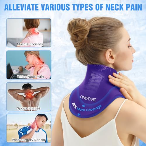 ONLYCARE Neck Ice Pack Wrap Gel - Upgraded Shoulder Ice Packs for Injuries Reusable, Hot and Cold Compress Ice Packs for Neck, Relief of Pain, Swelling, Sprains, Office Pressure - color: Purple