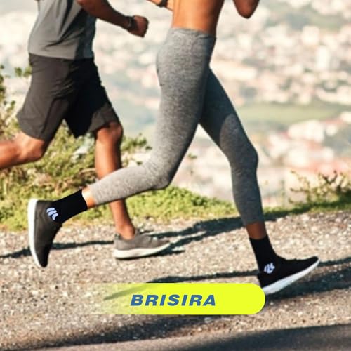 BRISIRA Coolmax Bamboo Viscose Compression Running Socks Crew Mid Calf - color: 3 Pairs Black, size: 9-13