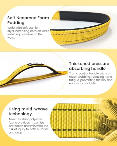 Hands Free Dog Leash, Multifunctional Crossbody Dog Leash - color: Yellow, size: Large-5.9-9.5ft