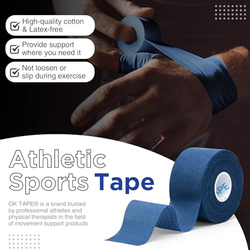 OK TAPE 4 Rolls Athletic Tape, Sports Tape, Very Strong, Easy Tear - color: Blue-4 Rolls, size: 15 yards