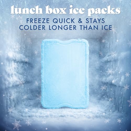 Cool Coolers by Fit & Fresh 4 Pack XL Slim Ice Packs, Quick Freeze Space Saving Reusable Ice Packs for Lunch Boxes or Coolers - color: Blue (4 Pack)