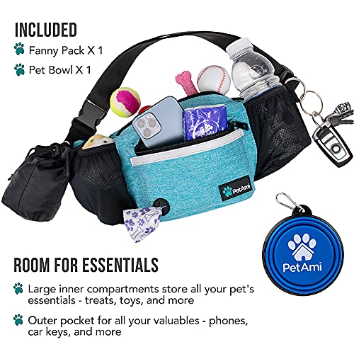 PetAmi Dog Fanny Pack, Treat Pouch for Dog Walking Training, Turquoise Blue - color: Sea Blue