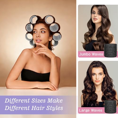 6Pcs 64mm Jumbo Hair Rollers Curlers & 6Pcs 55mm Large Hair Curlers Rollers