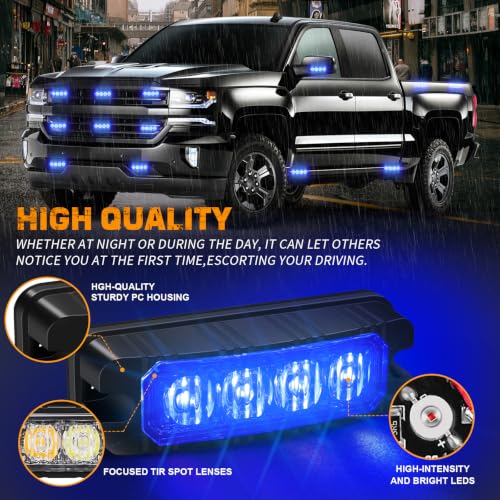 XRIDONSEN 8PCS Sync Truck Grill Strobe Lights 32 LED Grille Lights - color: Blue