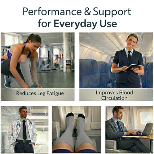 Diamond Star 6 Pairs Compression Socks for Men & Women, Knee High Socks - color: 6 Pairs Silver