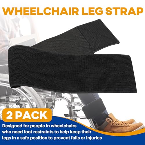 2 Pack Wheelchair Leg Straps - Polyester Material, Reliable & Elastic - Foot, Calf & Seat Belt Restraints for Wheelchair Accessory (Width 4 inches) - size: Self-Adhesive