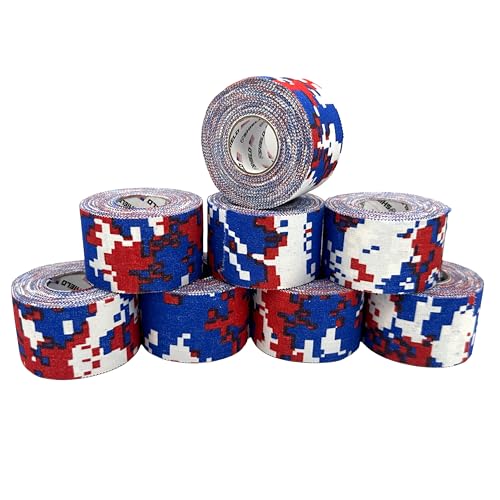 SHIELD Athletic Tape | USA's 250th Anniversary 8 Pack, 1.5 Inch by 10 Yards, Professional Trainer Rigid Wrap for Athletes - Made in the USA - Strong Hold, No Residue, Easy Tear Athletic Tape (Red - color: Red White & Blue