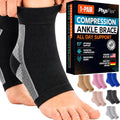 Ankle Brace Socks - Ankle Compression Sleeve - Foot Brace for Women & Men - color: Black, size: Small