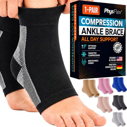 Ankle Brace Socks - Ankle Compression Sleeve - Foot Brace for Women & Men - color: Black, size: X-Large