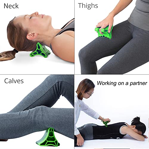 Occipital Release Tool, Portable Suboccipital Release Device Myofascial Relaxation Tool, Handheld Trigger Point Massager for Neck, Shoulder & Back Pain Relief, Tension Headache Relief Device (Green) - color: Green