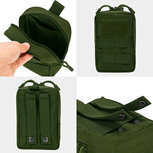 Tactical Molle Pouches Multi-Purpose Military Nylon Waist Pack Utility Bag Detachable Patches Pouches for Dog Vest Harness - color: Army Green
