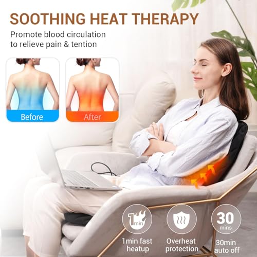CARSHION Back Massager with Heat,Heated Seat Cover Cushion - color: Black
