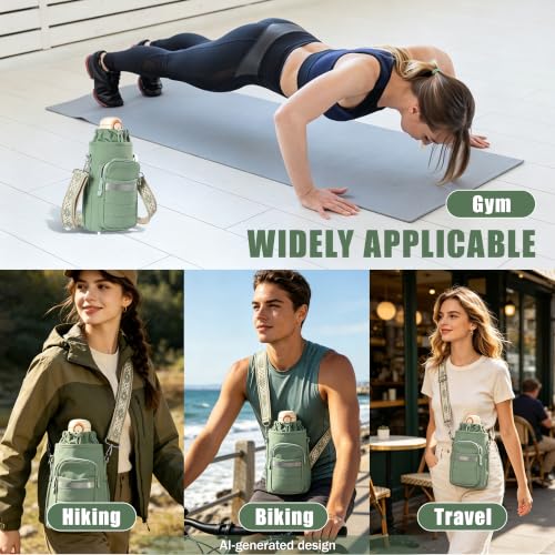 Water Bottle Holder with Strap, Insulated Crossbody Carrier Bag 20-40oz