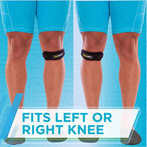 BraceAbility Patellar Tendon Support Strap - Knee Stabilizer Brace with Adjustable Band for Patella Tendonitis, Osgood Schlatter, Soccer, Basketball, Running, Jumper's Knee, Tennis, Volleyball (L) - size: Large