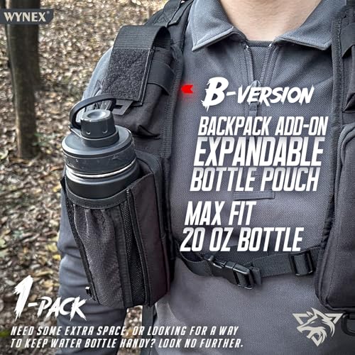 WYNEX Molle Backpack Shoulder Strap Pouches of Water Bottle Pouch Version - color: Black