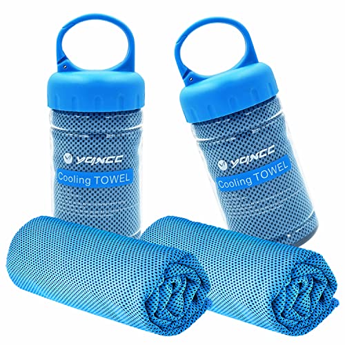YQXCC 2 Pack Cooling Towels (47"x12"), Ice Cool Towel for Neck & Face - color: 2*light Blue
