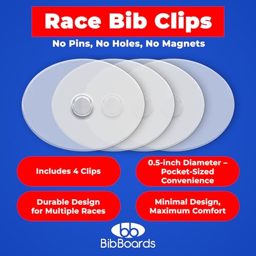 BibBoards bibSNAPS Race Bib Clips, Clear, 4 Pack - color: Clear