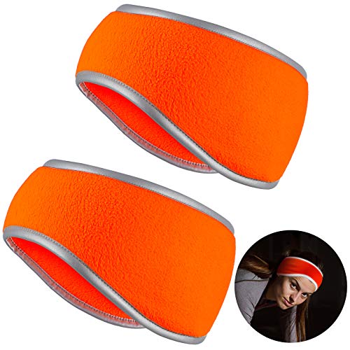 Geyoga 2Pcs Winter Running Ear Warmer Headband for Women Men - color: Fluorescent Orange