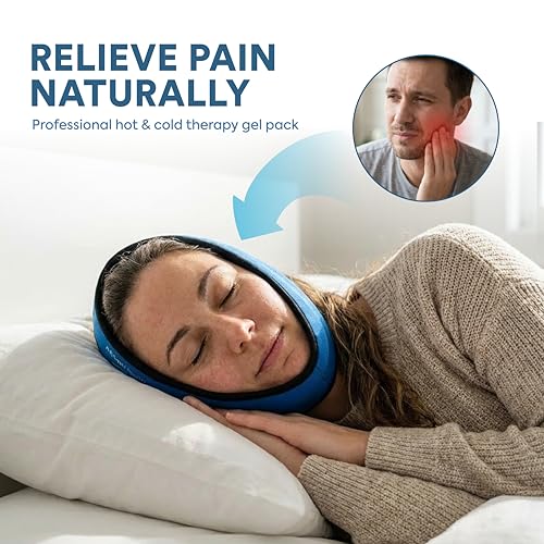 Face Ice Pack Wrap for TMJ Relief, Wisdom Teeth, Jaw, Head and Chin, 4 Reusable Hot and Cold Gel Packs, Pain Relief for Mouth, Oral and Facial Surgery