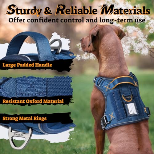 rabbitgoo Tactical Dog Harness for Small Dogs, No Pull Service Pet Vest - color: Blue, size: S(Chest:16.1"-31.5",Neck:15.4"-21.6",Back:7.1")
