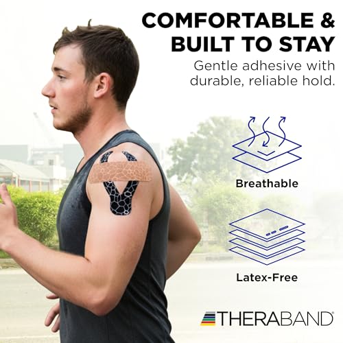 THERABAND Kinesiology Tape, Knee, Athletic, Shoulder, Roll, 2", Beige/Beige - color: Beige/Beige, size: 2" x 16.4, style: 1 Roll