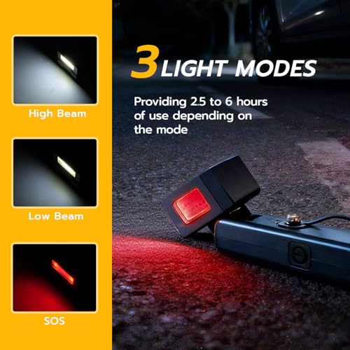 Mcbazel 2 Pack Magnetic Work Light, Rotating Rechargeable Portable LED COB Light with Clip-On Design, 3 Lighting Modes Flashlight for Car Repair, Camping, Work and Emergency