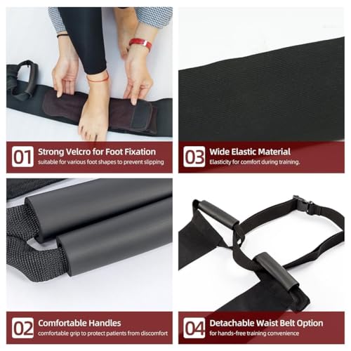 Leg Lifter Strap & Stretching Aid for Stroke Recovery, Hands-Free Physical Therapy Band for Elderly & Bedridden, Leg Rehabilitation Equipment for Knee Hip Surgery & Foot Drop (1 Foot) - color: 1 Foot