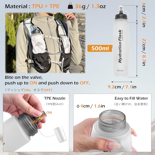 TRIWONDER Hydration Vest Running Backpack for Men & Women, Water Pack for Hiking, Camping, Climbing & Cycling, Lightweight Daypack - color: 06 Black - with a 500ml Soft Flask