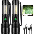 Kmivo Rechargeable LED Flashlights High Lumens - 99,000 lm Super Bright Flash Light with 6 Modes, Adjustable Light, Powerful Handheld Linternas for Home, Camping（2 Packs - size: Small