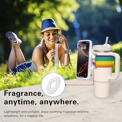BAISRKE Magnetic Running Armband for MagSafe Case - 360° Rotatable Phone Grip with Adjustable Scent Compartment & Detachable Lanyard Compatible iPhone/Android (Rainbow & Rose-Gold) - color: Rainbow&RoseGold, size: Regular (fits Wrist/Armband up to 9")