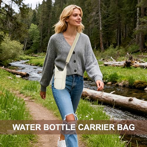 Water Bottle Carrier Bag with Adjustable Strap, for 18/32/40oz Bottle - color: Beige