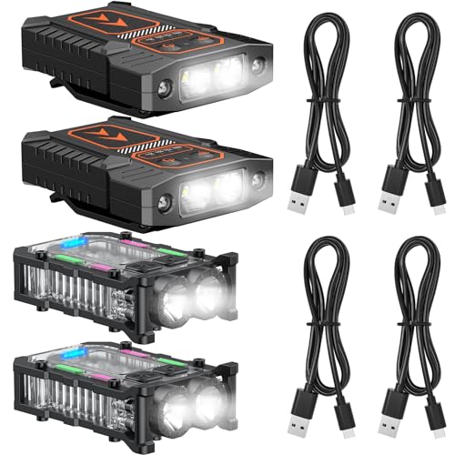Pawfly 4 Pack Clip-on Flashlight, LED Rechargeable Hat Clip Light