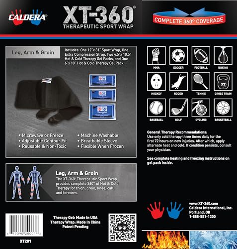 Caldera Knee Ice Pack Wrap Made in USA Large - Reusable Hot & Cold Therapy Gel After Surgery Injury Adjustable Compression Strap Breathable Sleeve Ice Pack for Knee Pain Relief Leg Arm Groin - size: Large