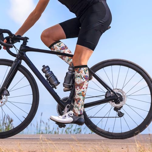 Compression Socks Knee High Circulation Support Socks For Women Men Athletic Running Hiking Cycling - color: Butterfly2