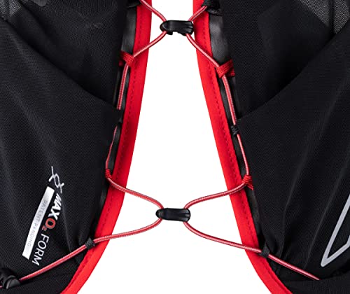 UltrAspire Big Bronco Lightweight Running Race Vest - 12L Total Volume & 2L Water Reservoir Capacity - color: Pitch Black/Red, size: Large (43"-46")