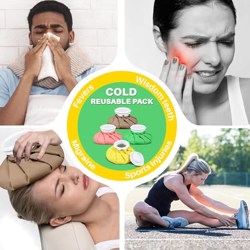 Honoson 4 Pack Reusable Ice Bag Hot Cold Bag Leakproof, Vivid Pure Style - style: Vivid Pure Style