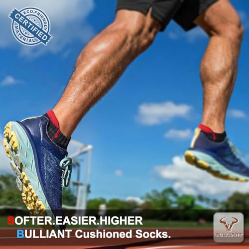 BULLIANT Men Running Ankle Socks 6Pack-Cushioned Support-Low Cut No Show - color: Black8918, size: 5-7